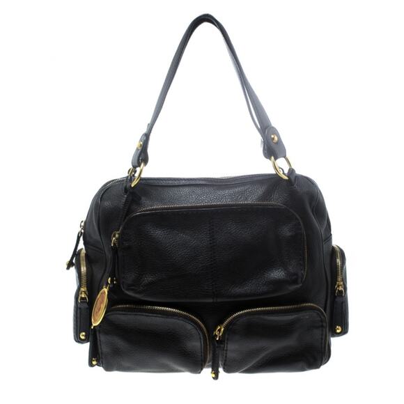 Tod's Black Leather T Bag Media Satchel Purse Shoulder Bag Multi Pockets - Picture 1 of 11